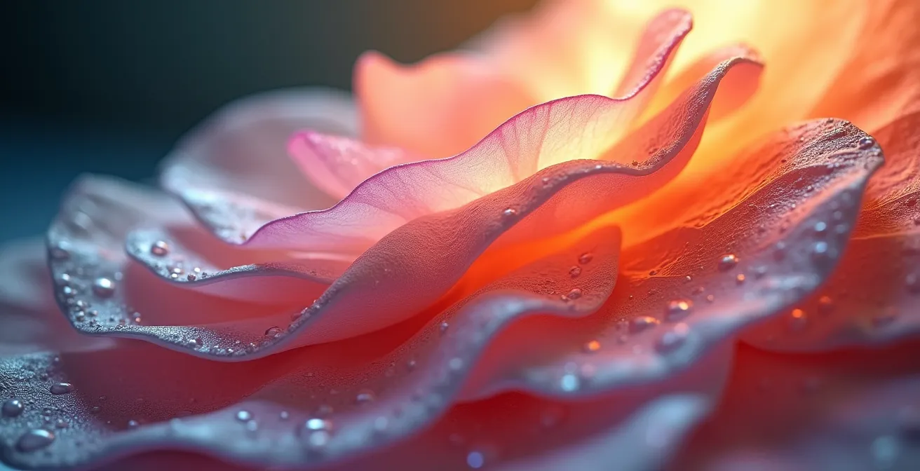 Querschnitt der Hautschichten zeigt Glykolsäure-Wirkung auf zellulärer Ebene