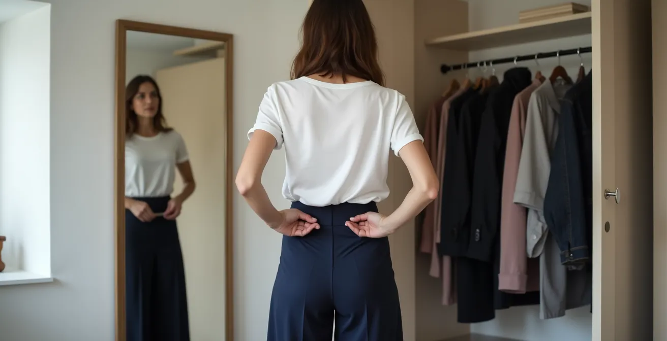 Vergleich der Silhouetten mit High-Waist und Mid-Rise Wide Leg Hosen