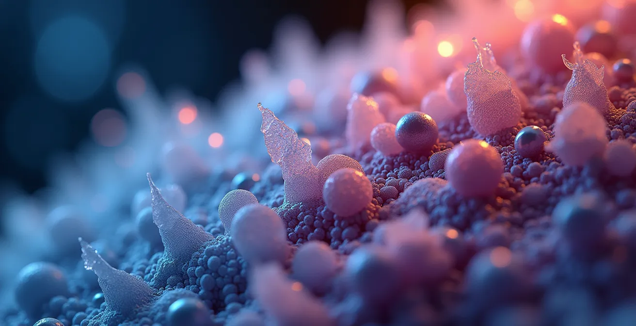 Mikroskopische Darstellung der molekularen Reinheit synthetischer Wirkstoffe im Vergleich zu natürlichen Extrakten