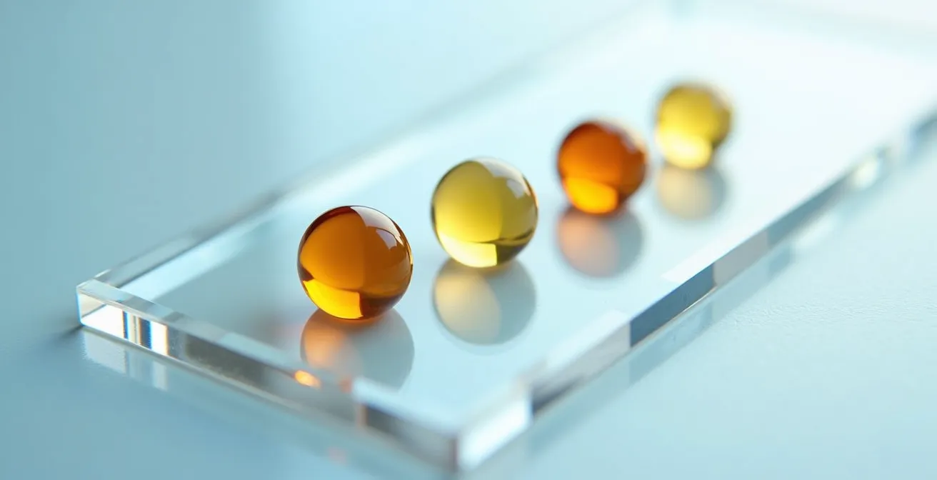 Wissenschaftliche Darstellung verschiedener Vitamin-C-Konzentrationen in Serum-Fläschchen