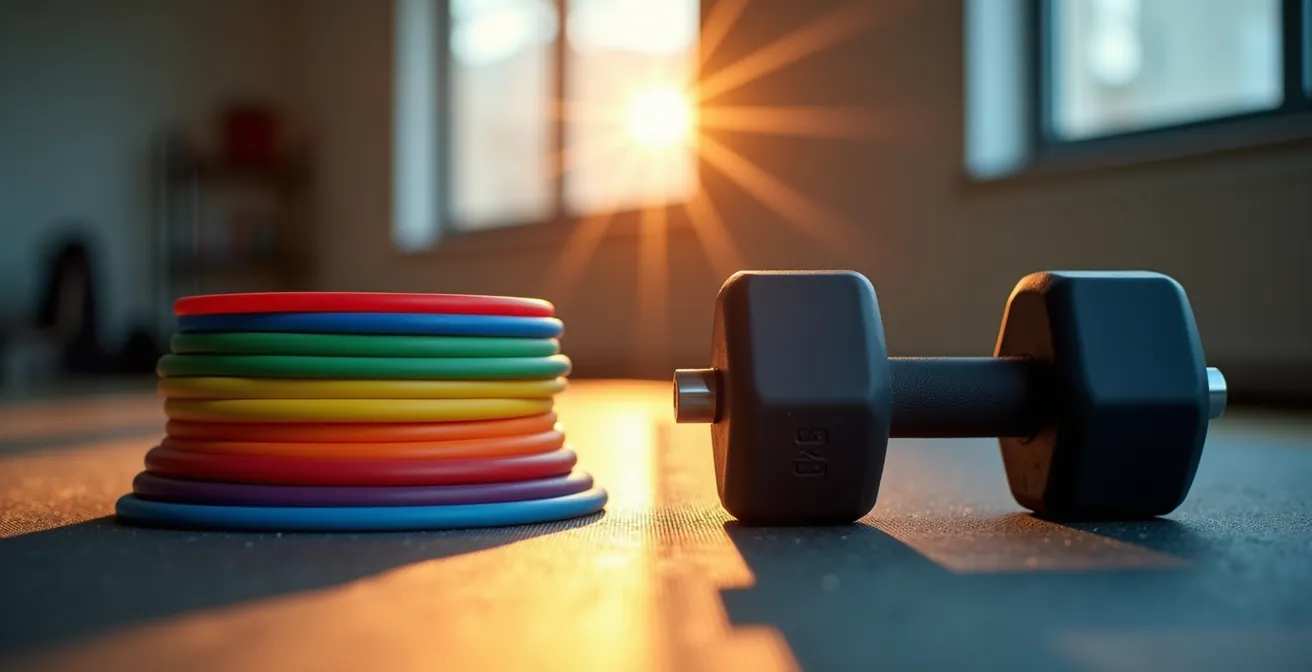 Vergleich von Widerstandsbändern und Hanteln für leises Training