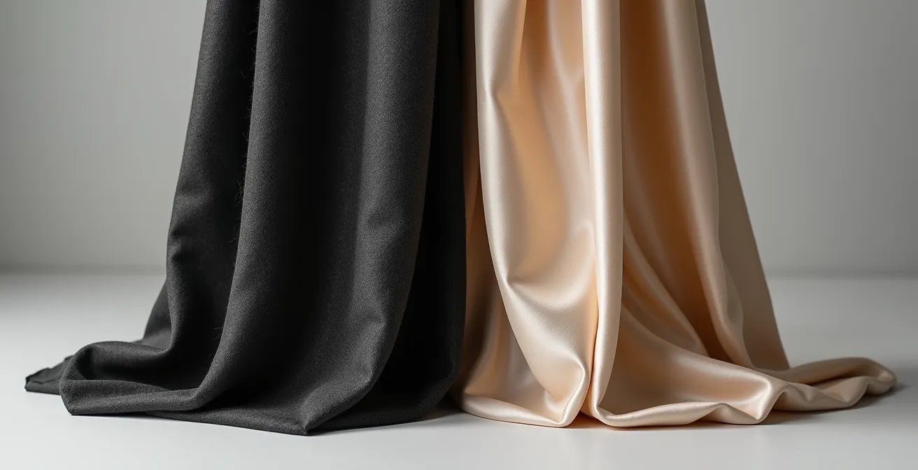 Detailaufnahme verschiedener Wide-Leg-Stoffe und deren Fall